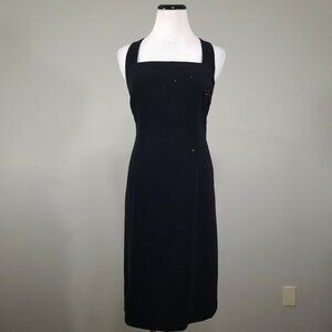 Vtg Evan Picone 6 Sheath Embellished Cocktail Dress Black Beaded Sequins Evening